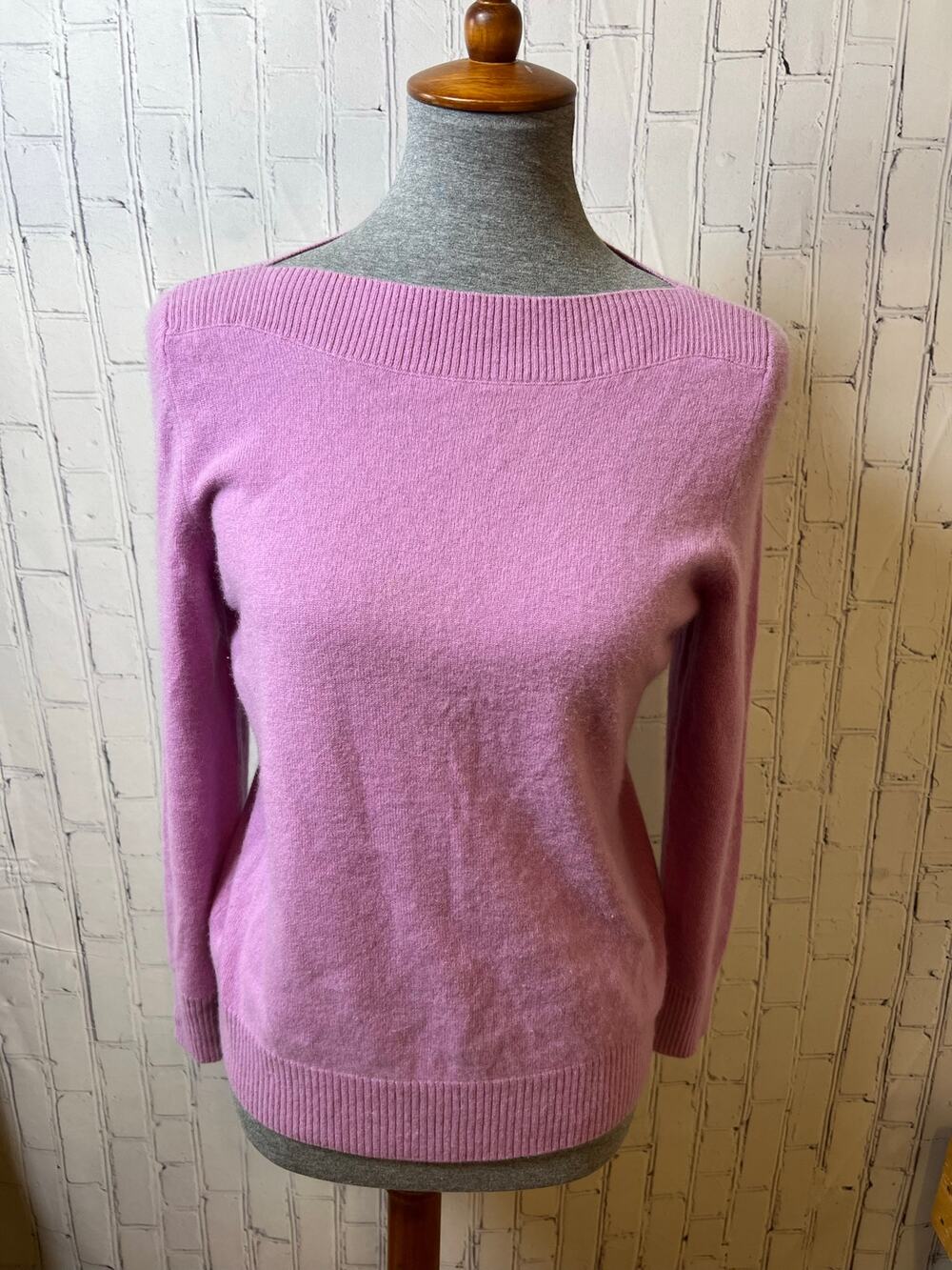 Talbots Petites LP 100% Pure Cashmere Sweater Pink Boat Neck Long Sleeve